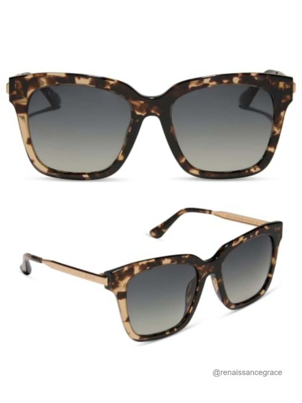 DIFF Bella Oversized Square Sunglasses Polarized Acetate Women's UV Protection